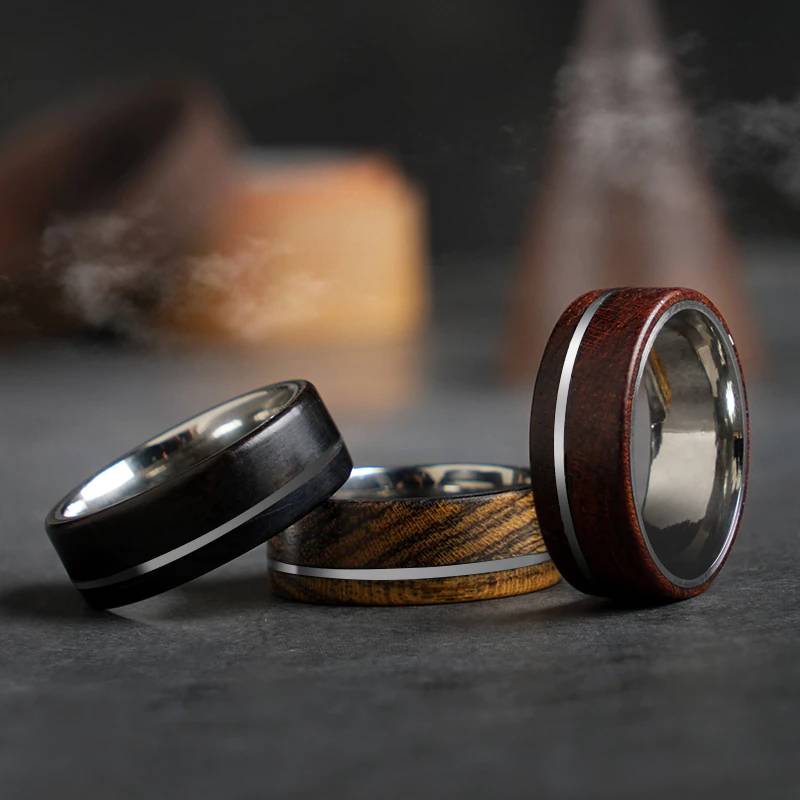 Sandalwood Rings Fashion Handmade Custom Engraved Ring Mens Rings