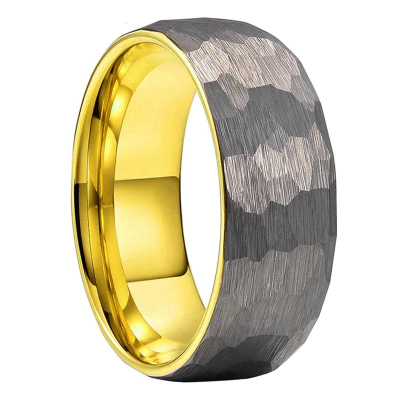 6mm 8mm Hammered Tungsten Carbide Rings for Men Women Brushed Finish Comfort Fit Mens Rings