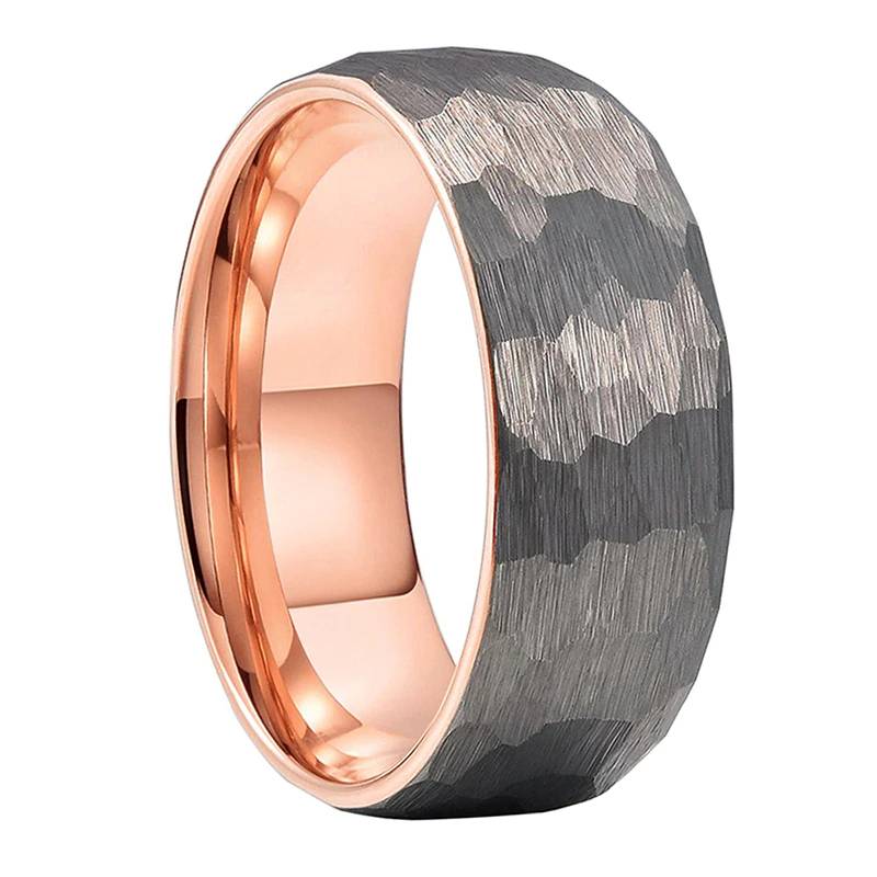 6mm 8mm Hammered Tungsten Carbide Rings for Men Women Brushed Finish Comfort Fit Mens Rings