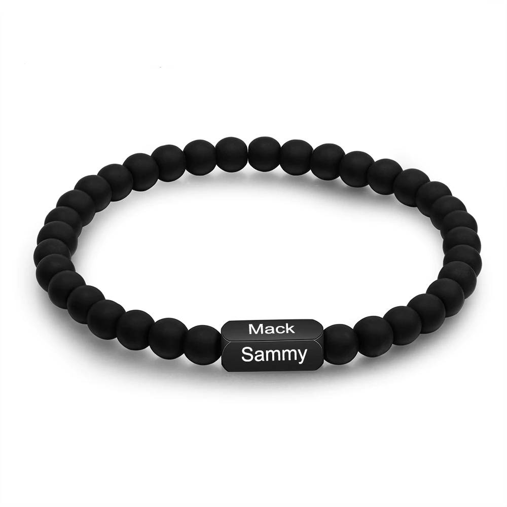 Personalized Stainless Steel 4 Sided Custom Beads Bracelet Men's Bracelets