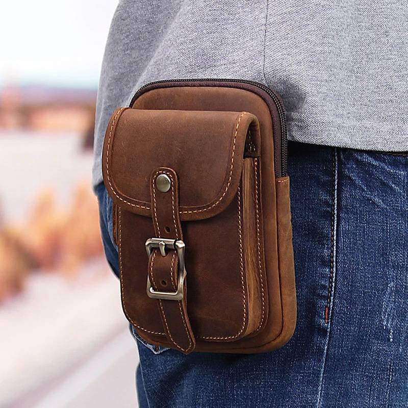 Genuine Leather Cell Phone Belt Pouch Waist Packs | Jewelry Addicts