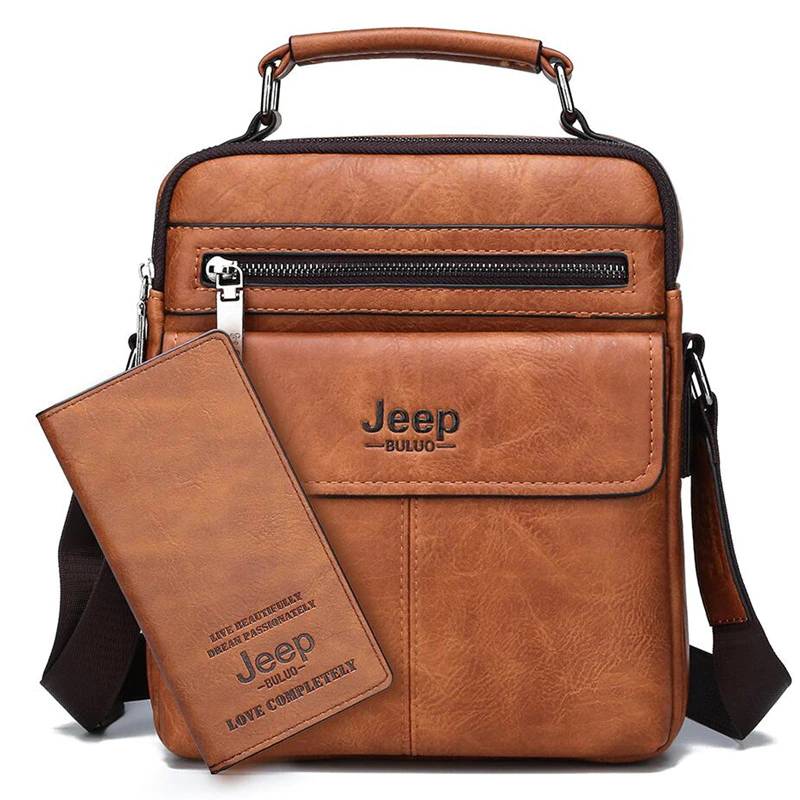Jeep Travel Pocket Leather Briefcase Messenger Bag men’s briefcases