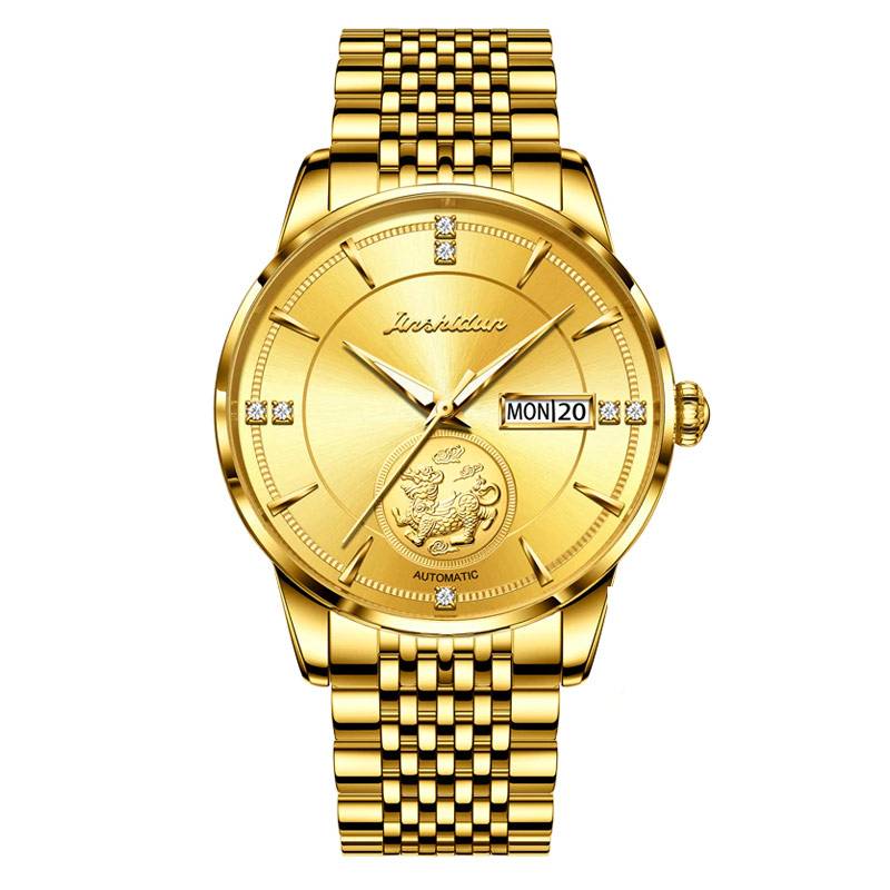 Golden PIXIU Dragon Men's Luxury Automatic Watches with Day-Date Watches For Men