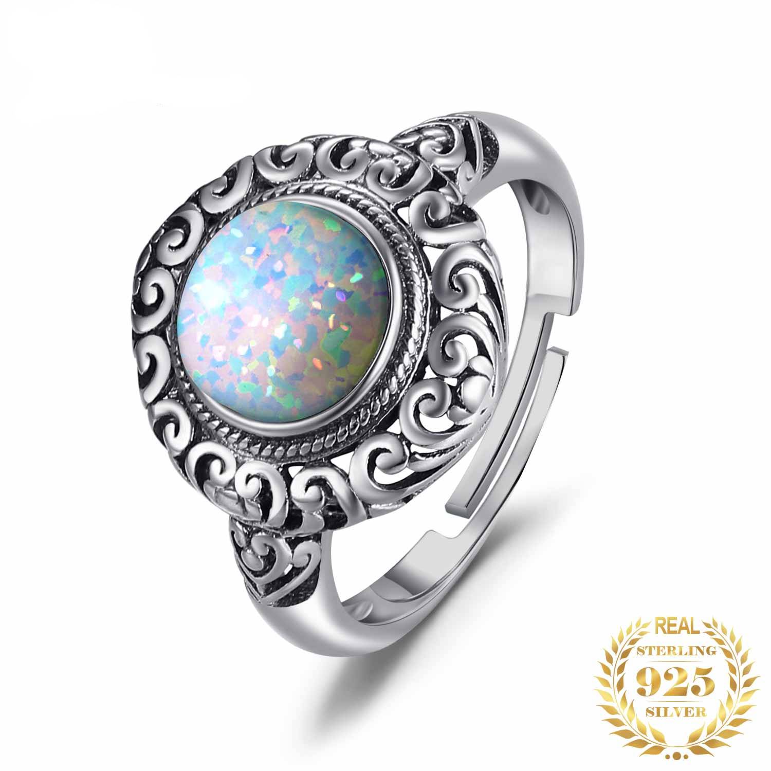 Vintage 1.5ct Huge Created Opal Ring Women's Rings