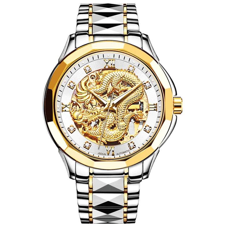 Dragon Skeleton Watches for Men Luxury Mechanical Tungsten Steel ...
