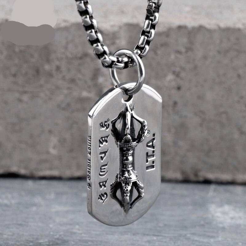 Vajra Double Face Dog Tag for Men Mens Pendants
