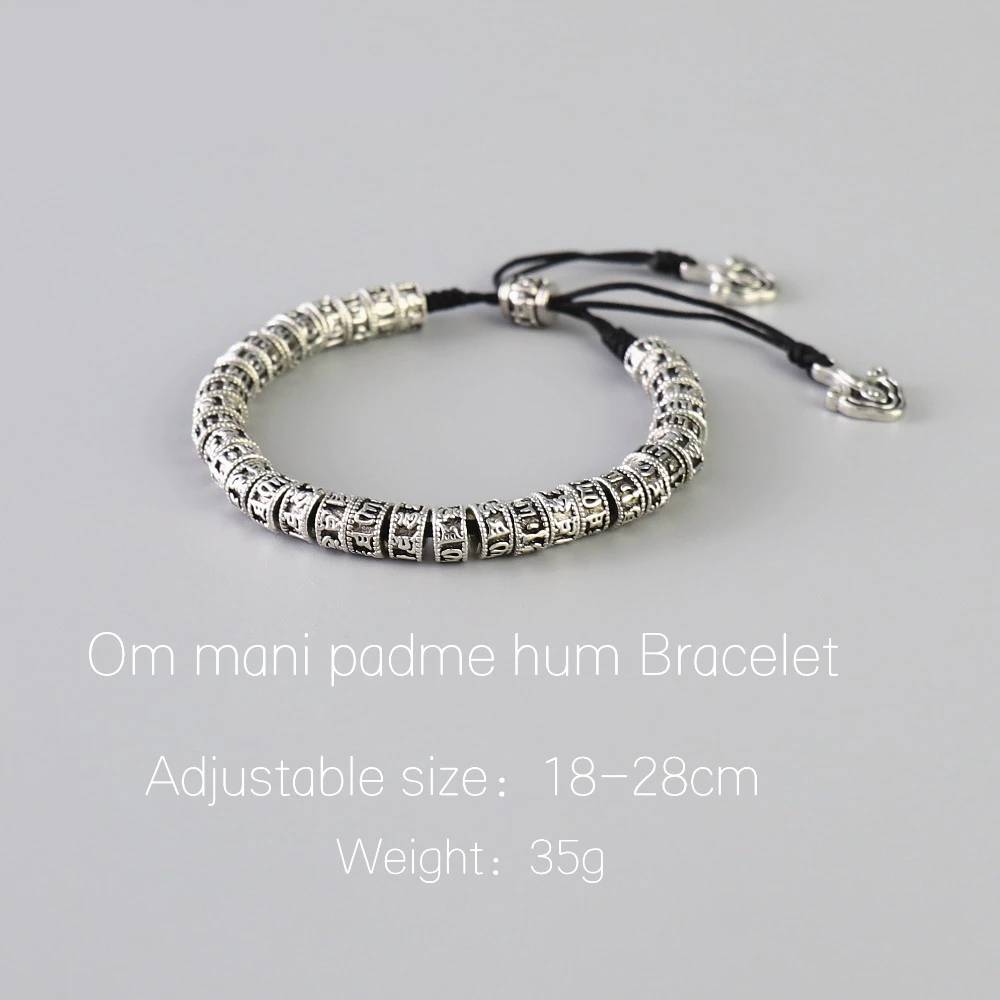Adjustable Om Mani Padme Hum Beads Bracelet Men's Bracelets