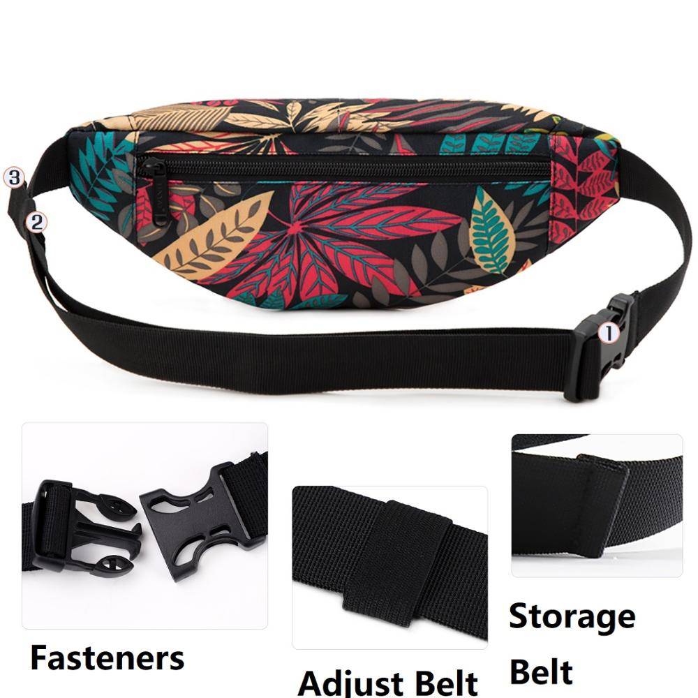 Print Leaf Waist Pack Bag for Men and Women Chest Waist Bags