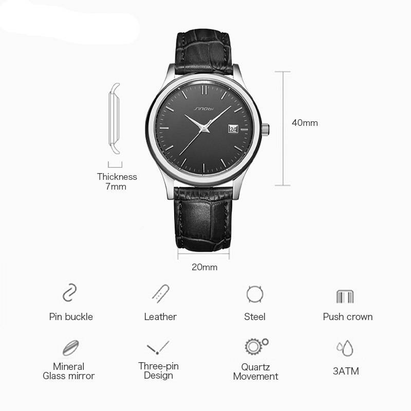 High Quality Men's Business Quartz Watches Sinobi Watches