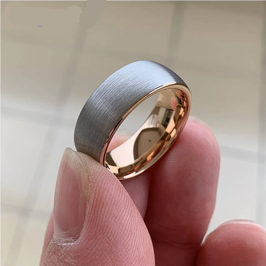 6mm 8mm Rose Gold Tungsten Carbide Engagement Ring Mens Rings