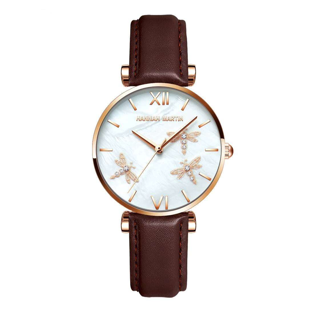 Design Hannah Martin Pearl Shell Dragonfly Ladies Watches Hannah Martin