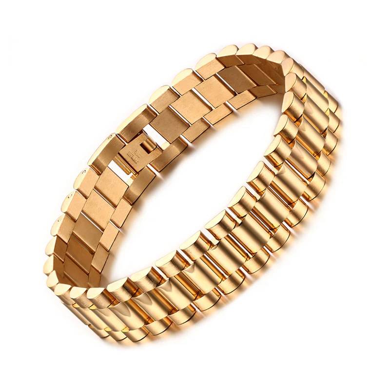 Gold/Silver Color Link Stainless Steel Chunky Chain Bracelet Men's Bracelets