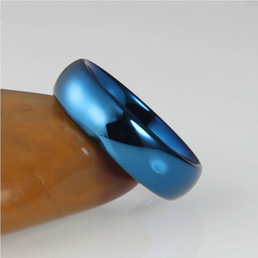 Blue Tungsten Ring Dome Polished Bands 6mm 8mm Mens Rings Women's Rings