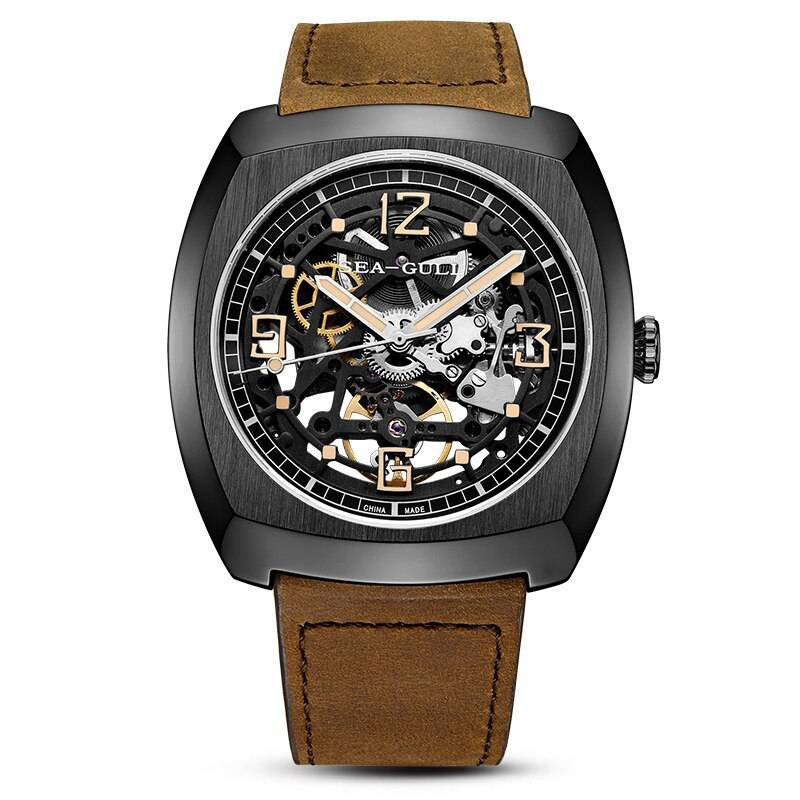 Seagull Watch Men's Barrel Automatic Mechanical Skeleton Watches For Men