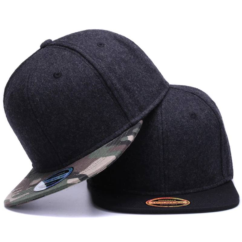 High Quality Wool Snapback Caps Plain Camouflage Baseball Hat baseball caps