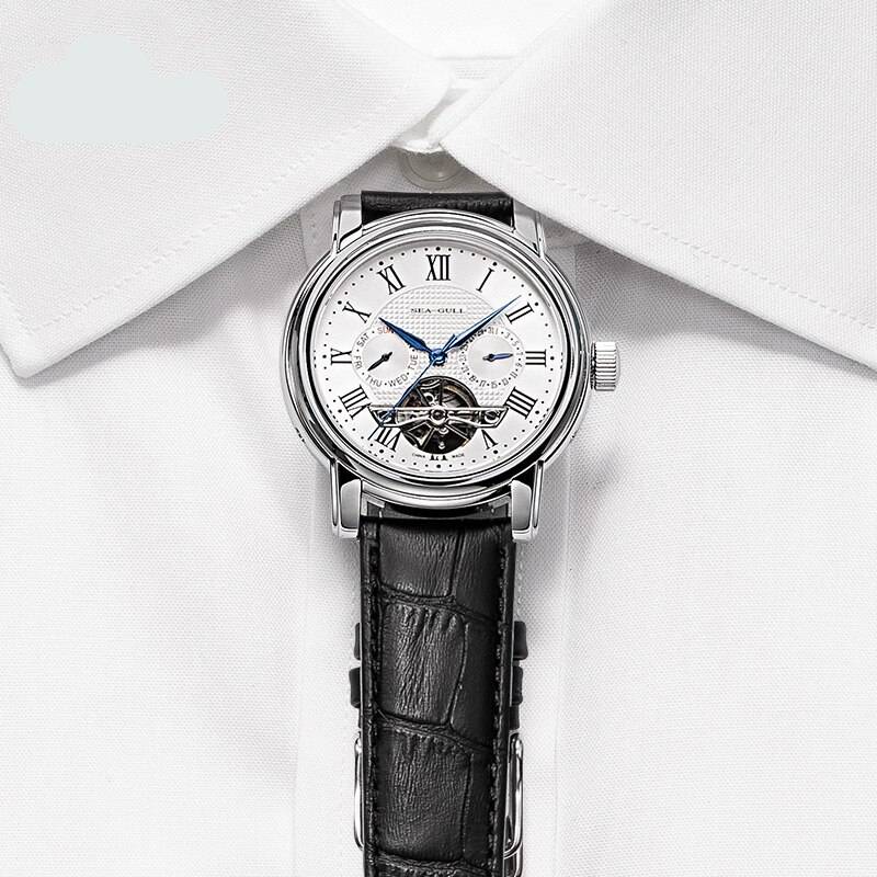 Seagull Mechanical Watch Multi-Function Hollow Flywheel Watches For Men