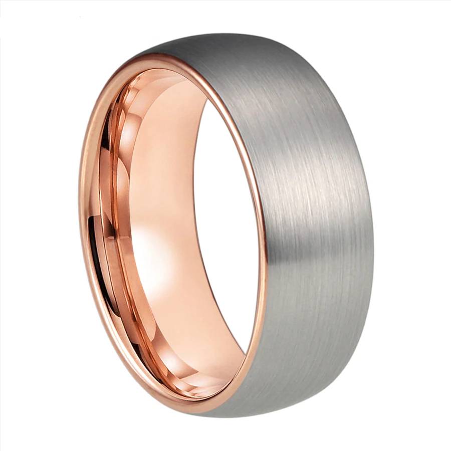 6mm 8mm Rose Gold Tungsten Carbide Engagement Ring Mens Rings
