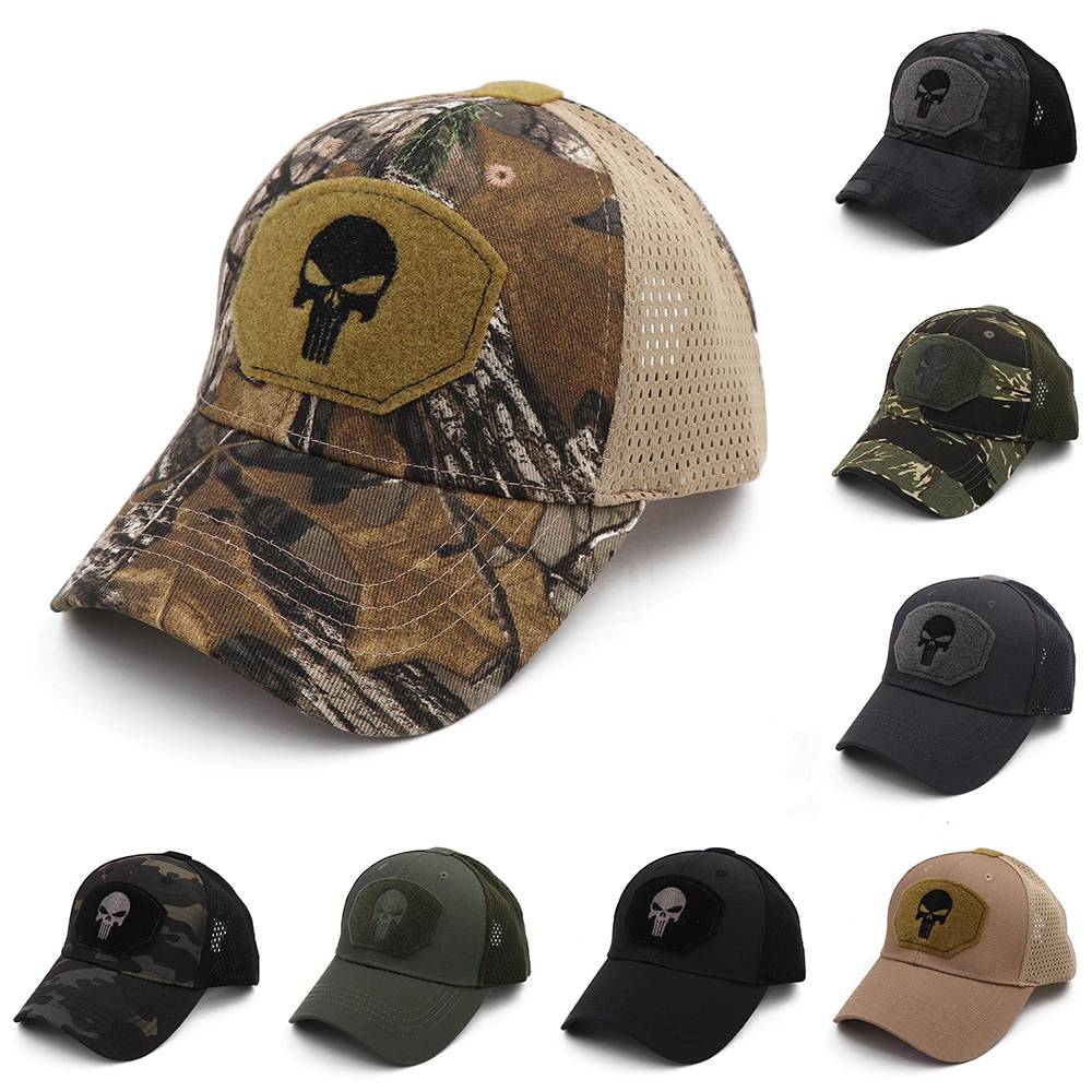 Camo Punisher Tactical Style Cotton Trucker Baseball Cap baseball caps