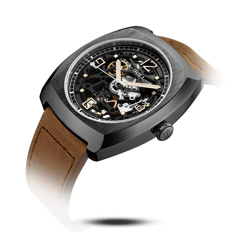 Seagull Watch Men's Barrel Automatic Mechanical Skeleton Watches For Men
