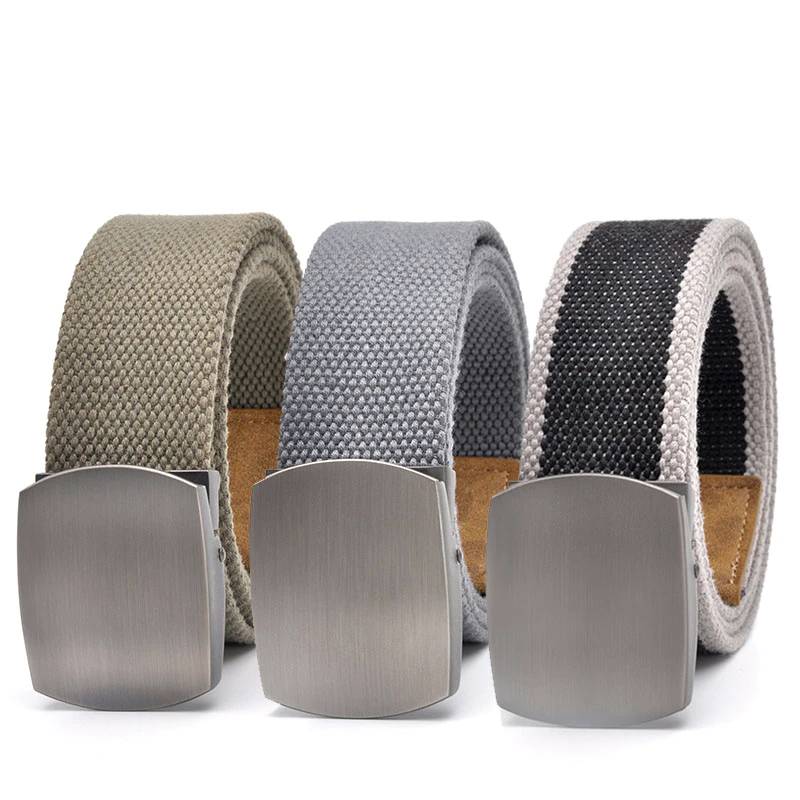 Canvas Belt For Men With Automatic Buckle Man Canvas Tactical Belts Without Holes Military Belt Width 3.8CM Extended 160 CM Mens Belts