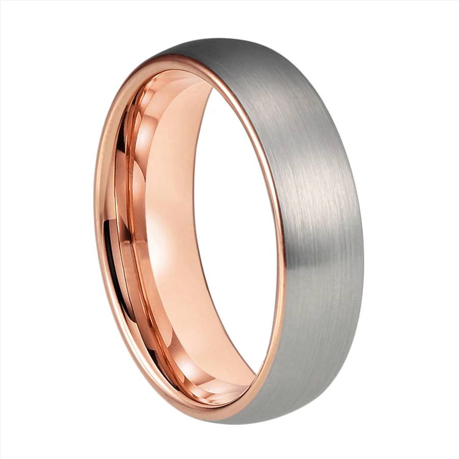 6mm 8mm Rose Gold Tungsten Carbide Engagement Ring Mens Rings