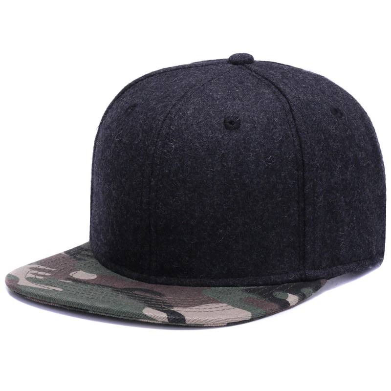 High Quality Wool Snapback Caps Plain Camouflage Baseball Hat baseball caps
