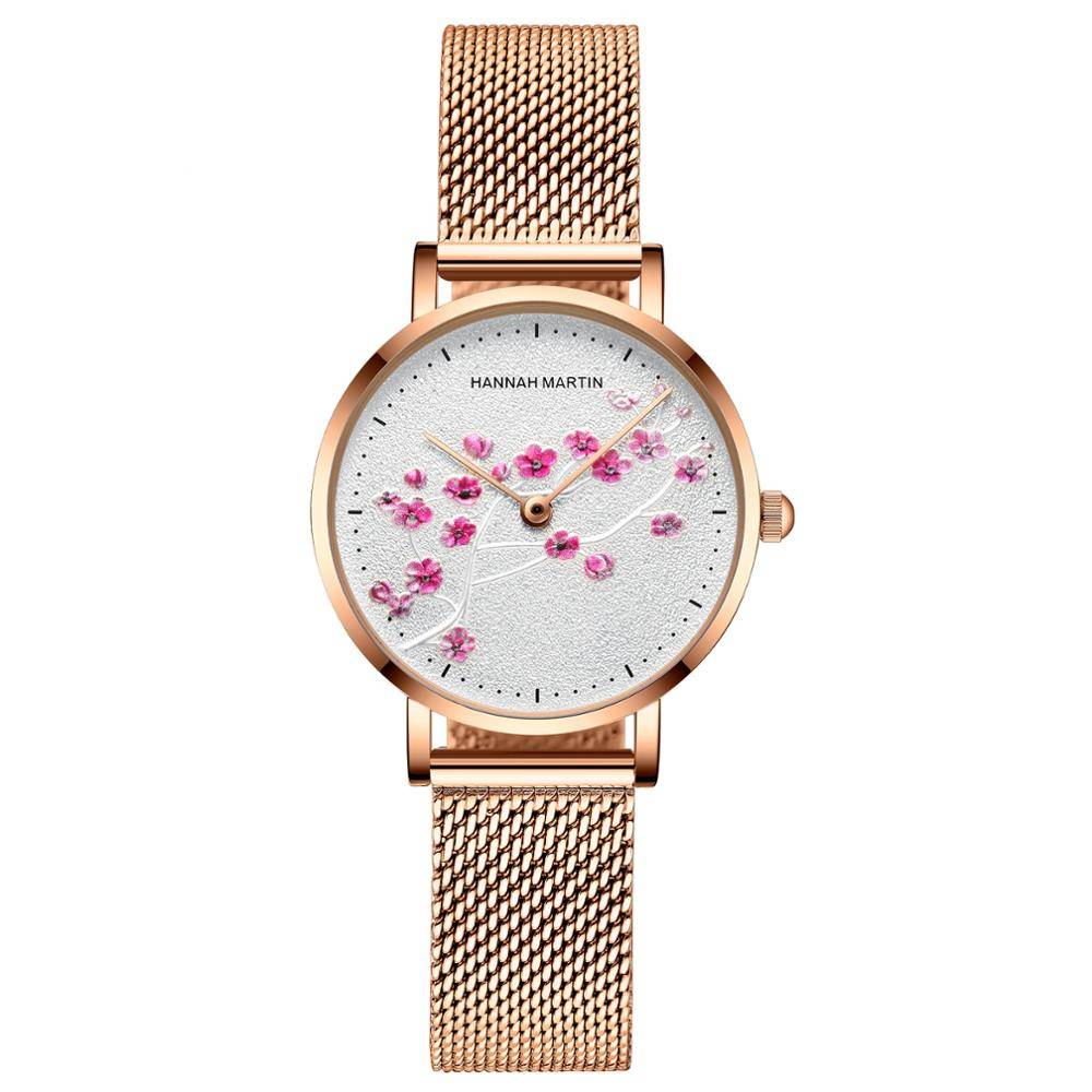 Hannah Martin 10D Red Plum Blossom Female Watch Hannah Martin