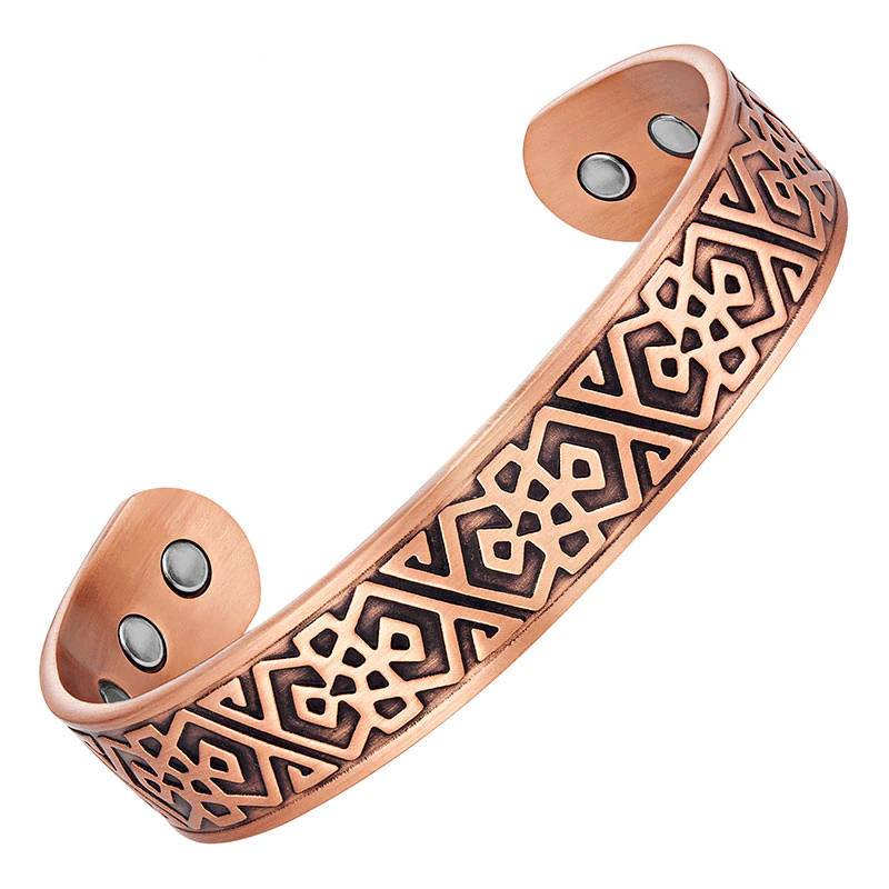 Escalus Men's Pure Copper Jewelry Magnetic Bangle For Men Powerful Bio Fashion Antique Big Wide Bangles & Bracelet For Gift Men's Bracelets