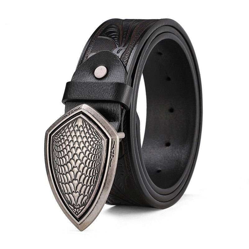 Pin Buckle Vintage DENIM Genuine Leather Belt Mens Belts