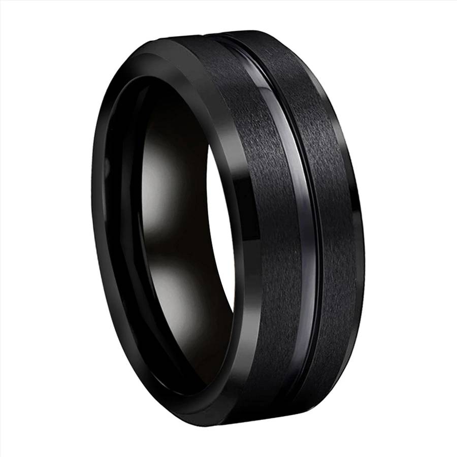 8mm/6mm Black Tungsten Carbide Rings Mens Rings