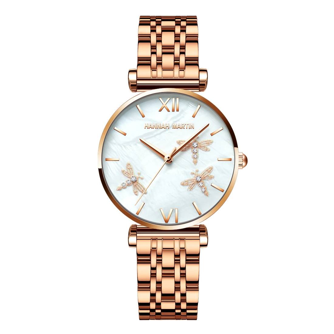 Design Hannah Martin Pearl Shell Dragonfly Ladies Watches Hannah Martin