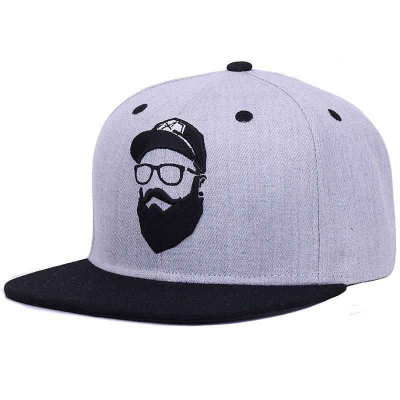 Embroidery Character Grey Hip Hop Cap Adjustable Snapback Hats baseball caps