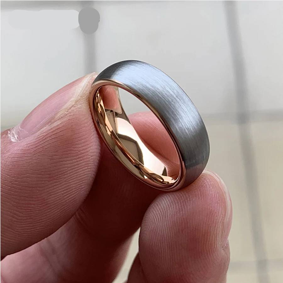 6mm 8mm Rose Gold Tungsten Carbide Engagement Ring Mens Rings