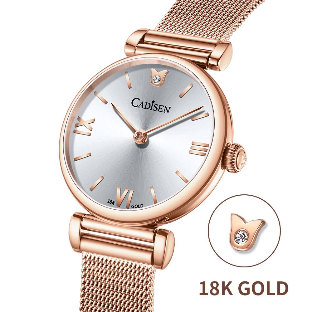 Luxury CADISEN 18K GOLD Women Watch Mesh Bracelet Cadisen Watches