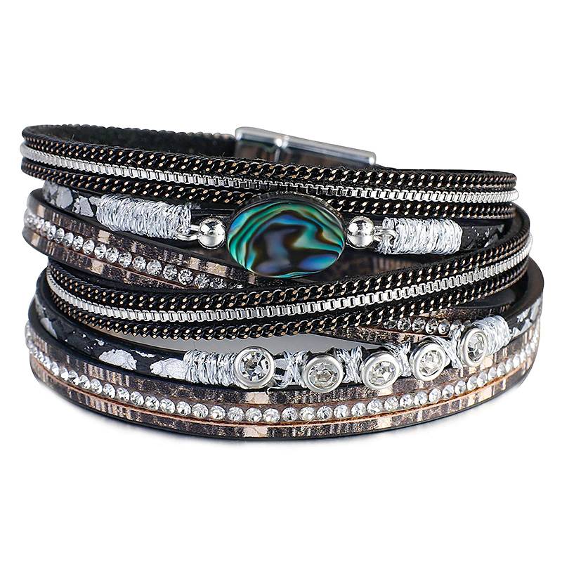 Bohemian Abalone Shell Leather Bracelet for Women Bracelets & Bangles