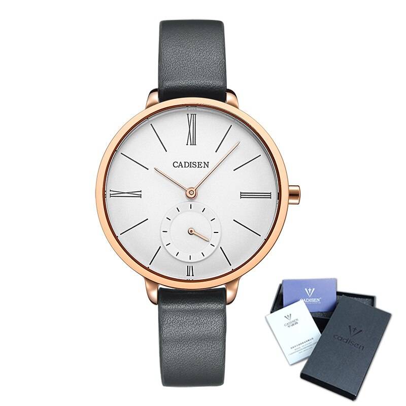 Quartz Lady Watch Waterproof Women's Fashion Genuine Leather Cadisen Watches Women's Watches