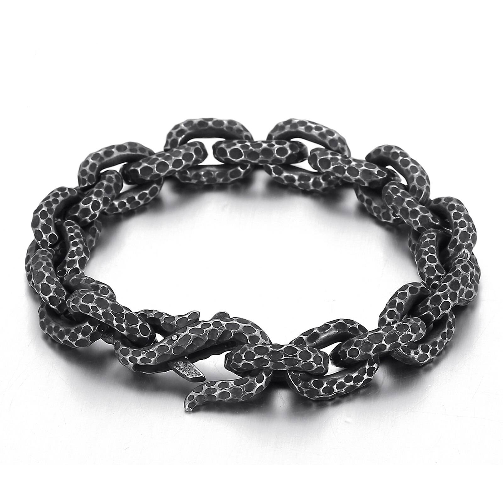 Curb Thick Round Link Chain Vintage Bracelet Men's Bracelets