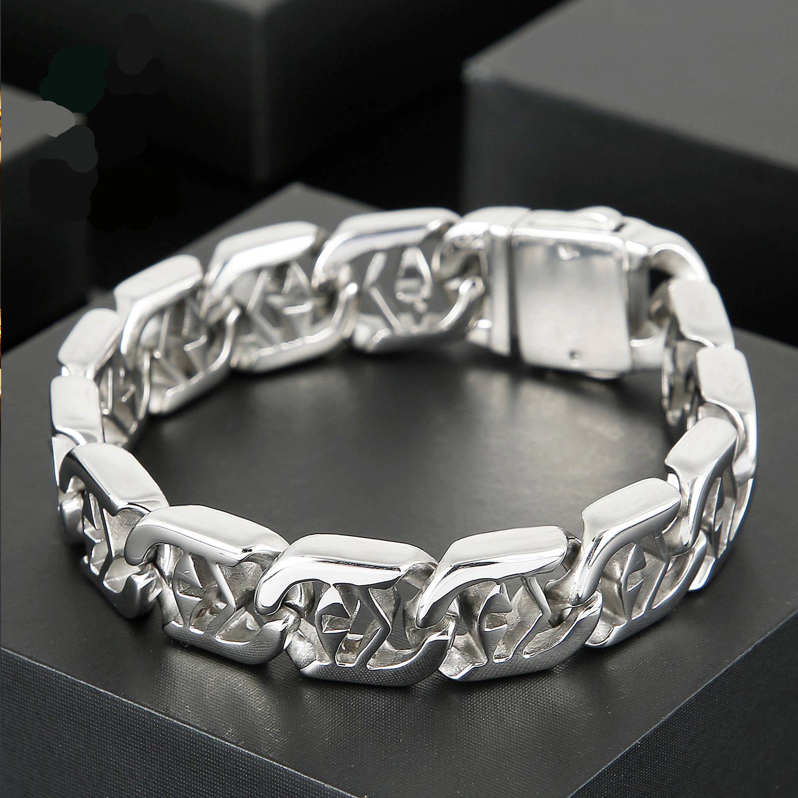 Number Sign Pattern Metal Link Bracelet for Men Men's Bracelets