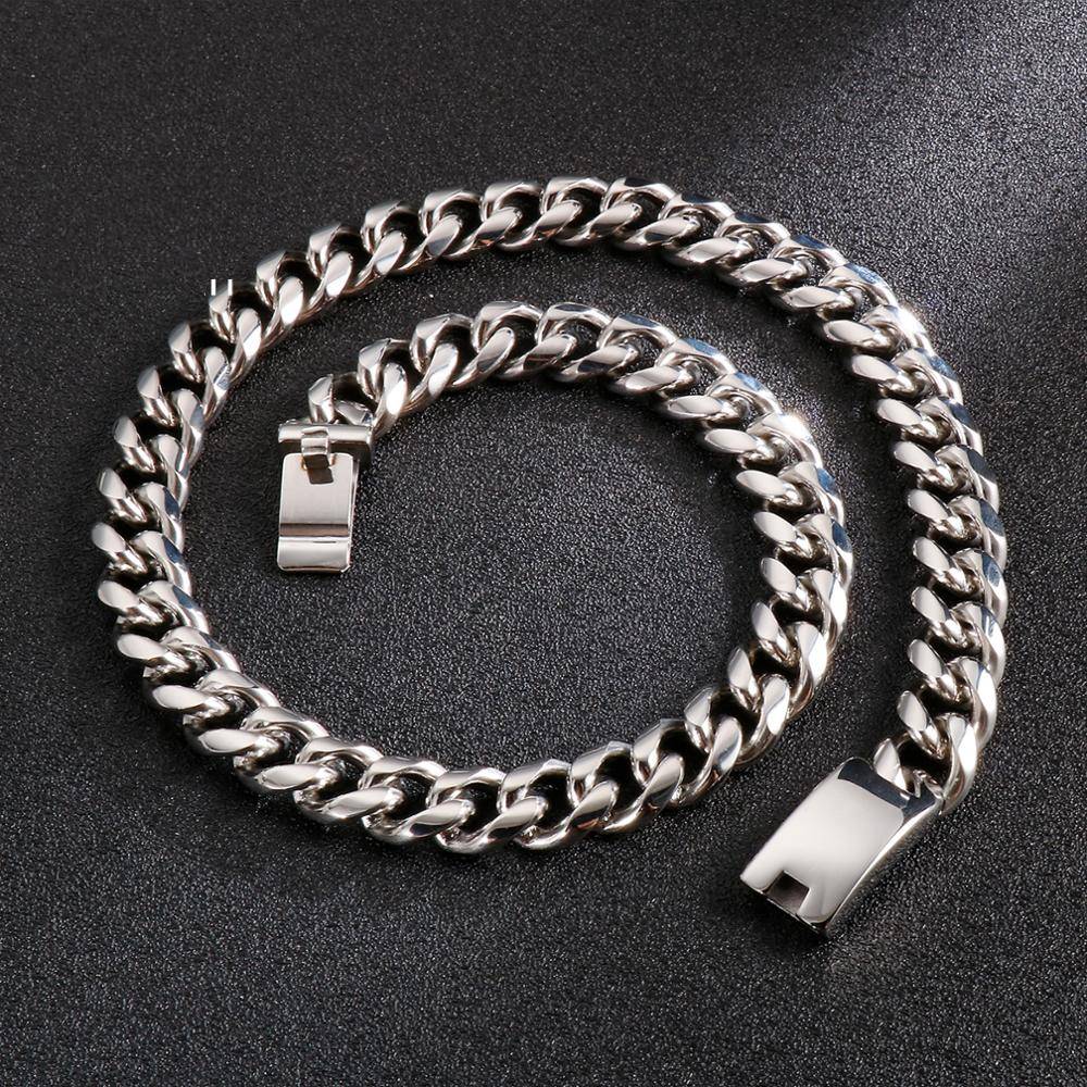 13/15mm Stainless Steel Link Curb Chain Necklace for Men Men's Chains