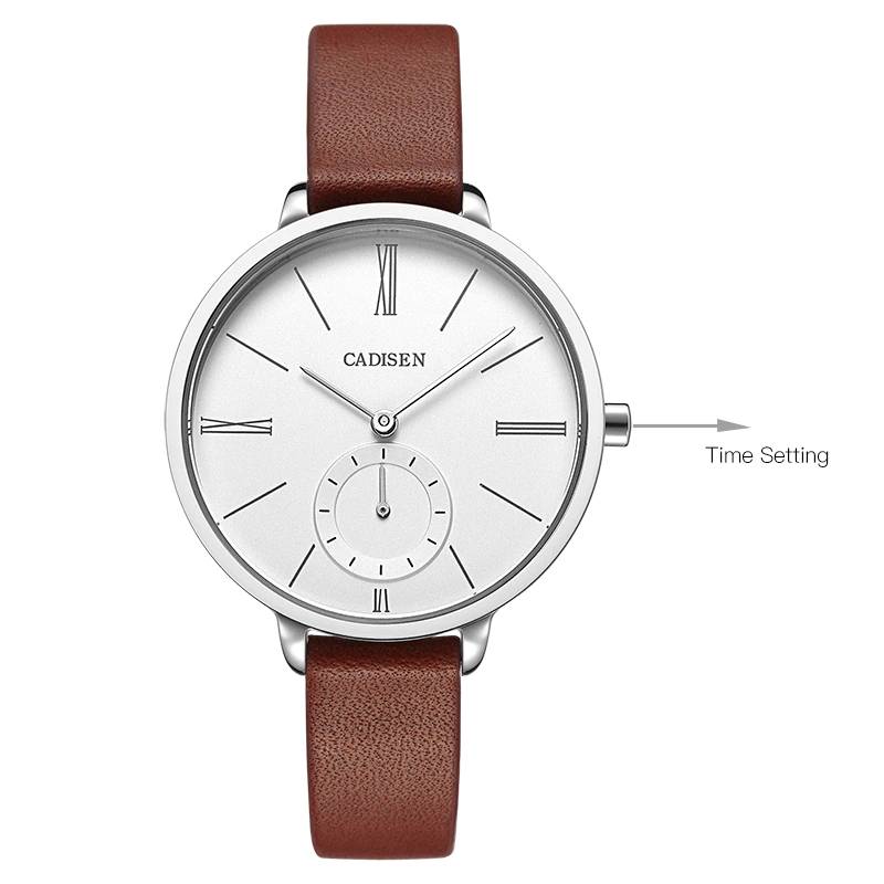 Quartz Lady Watch Waterproof Women's Fashion Genuine Leather Cadisen Watches Women's Watches