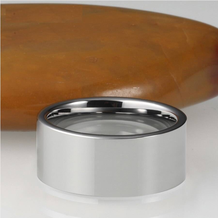 12mm Width Tungsten Carbide Ring Man Ring Simple Flat Band Ring Polished Shiny Mens Rings