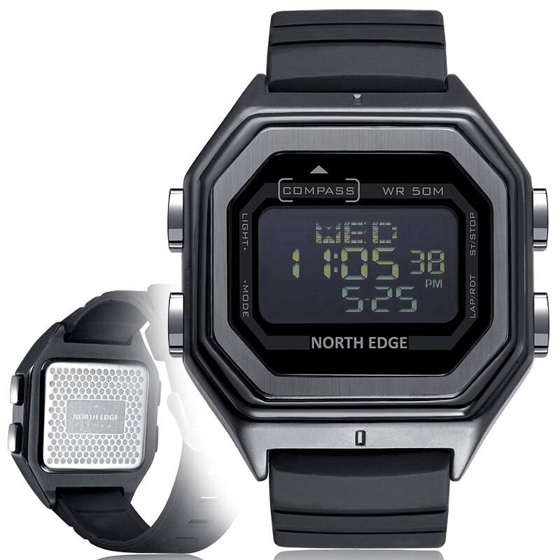 NORTH EDGE Men smartwatch Military Army Clock Square Dial Compass World time Function Smart Watch Full Metal Case Waterproof 50m North Edge