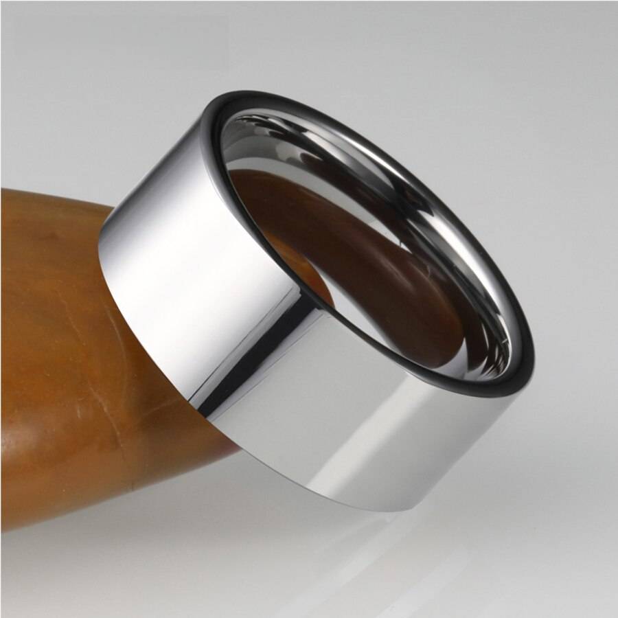 12mm Width Tungsten Carbide Ring Man Ring Simple Flat Band Ring Polished Shiny Mens Rings