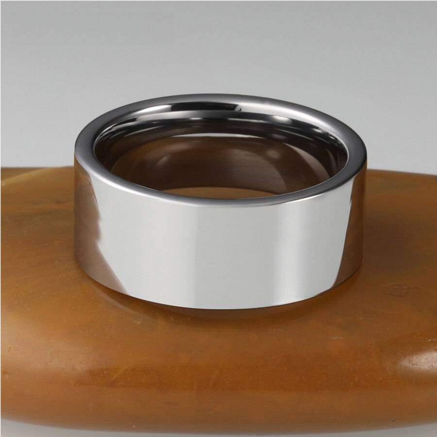 12mm Width Tungsten Carbide Ring Man Ring Simple Flat Band Ring Polished Shiny Mens Rings