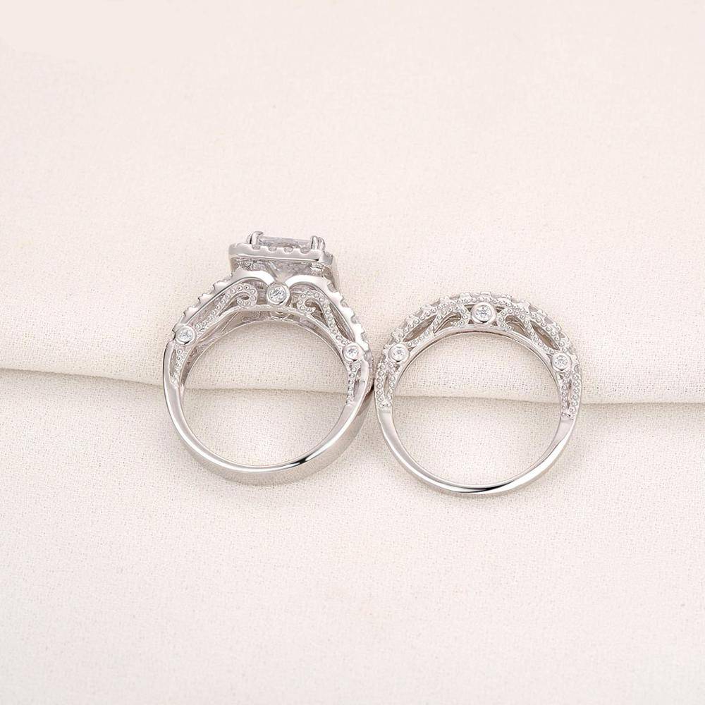 Classic 2 Pcs Wedding Ring Set 2.8 Ct Princess Cut Women's Rings