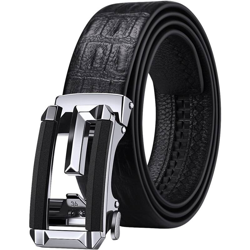 Full-grain Genuine Leather Belt Automatic Buckle Mens Belts