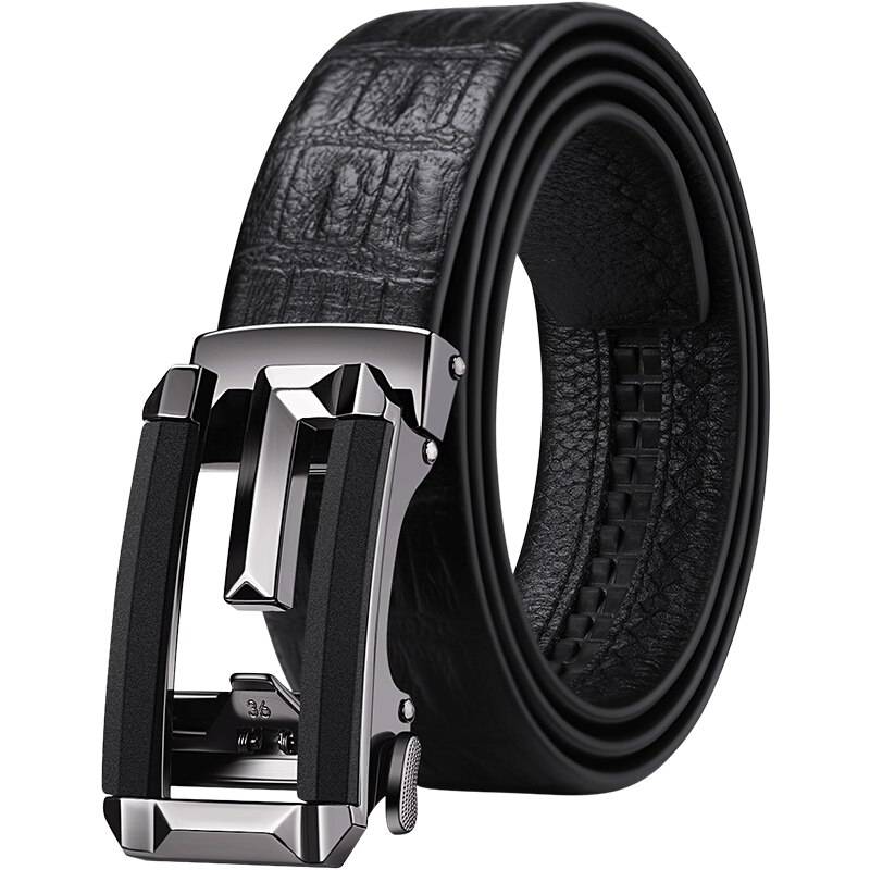 Full-grain Genuine Leather Belt Automatic Buckle Mens Belts