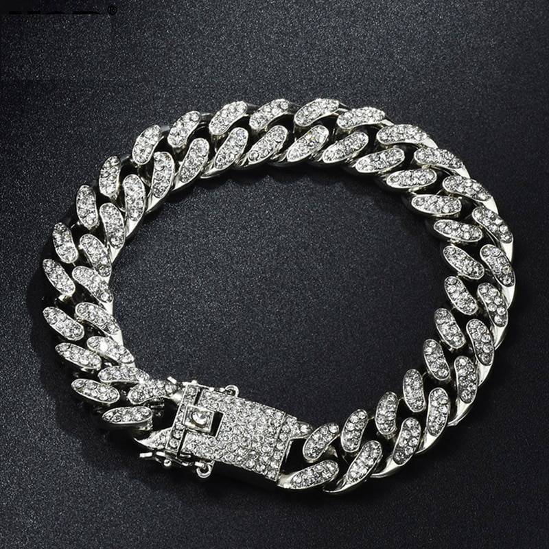 Hip Hop Bling Iced Out Men's Rhinestone Bracelet | Jewelry Addicts