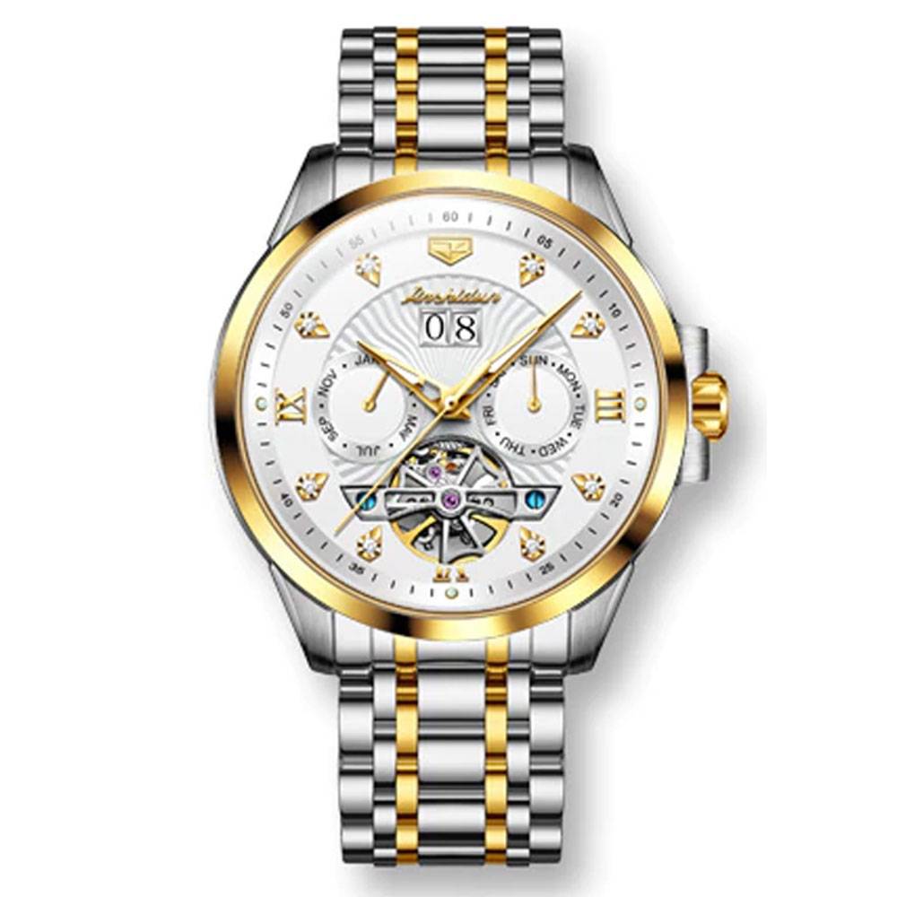 JSDUN Luxury Watches Automatic Mechanical Watch Men 50M Waterproof Stainless Steel Original Sapphire Mirror Skeleton Male Watch Watches For Men