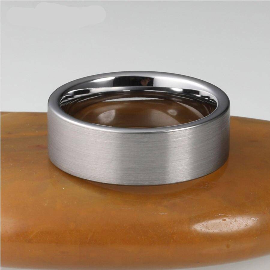 8mm Classic Silver Tungsten Carbide Wedding Rings Mens Rings